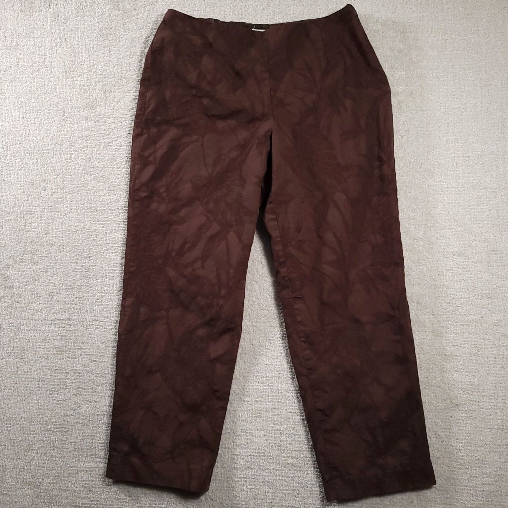 Talbots Vintage Talbots Dress Pants Womens 18 Brown Side Zip Lined Embroidered Leaf USA Size 40" / US 18 - 2 Thumbnail