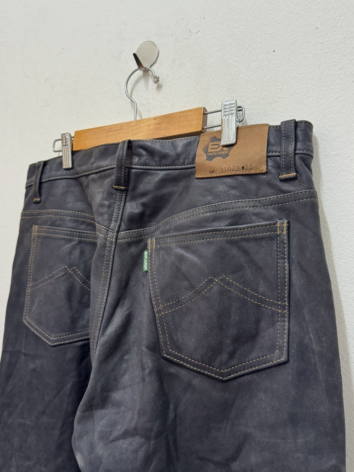 Vintage Explorer leather jeans Japan Size US 35 - 9 Thumbnail
