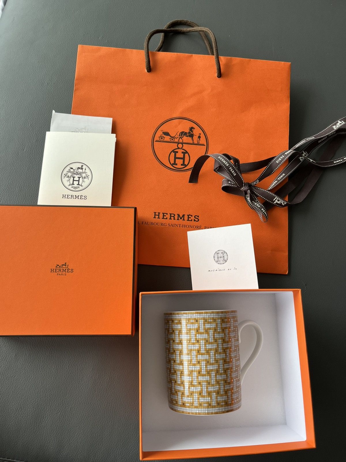 Hermes Hermes Brand New Mosaique 24k Gold Glass Mug Rare Giftable Size ONE SIZE - 5 Thumbnail