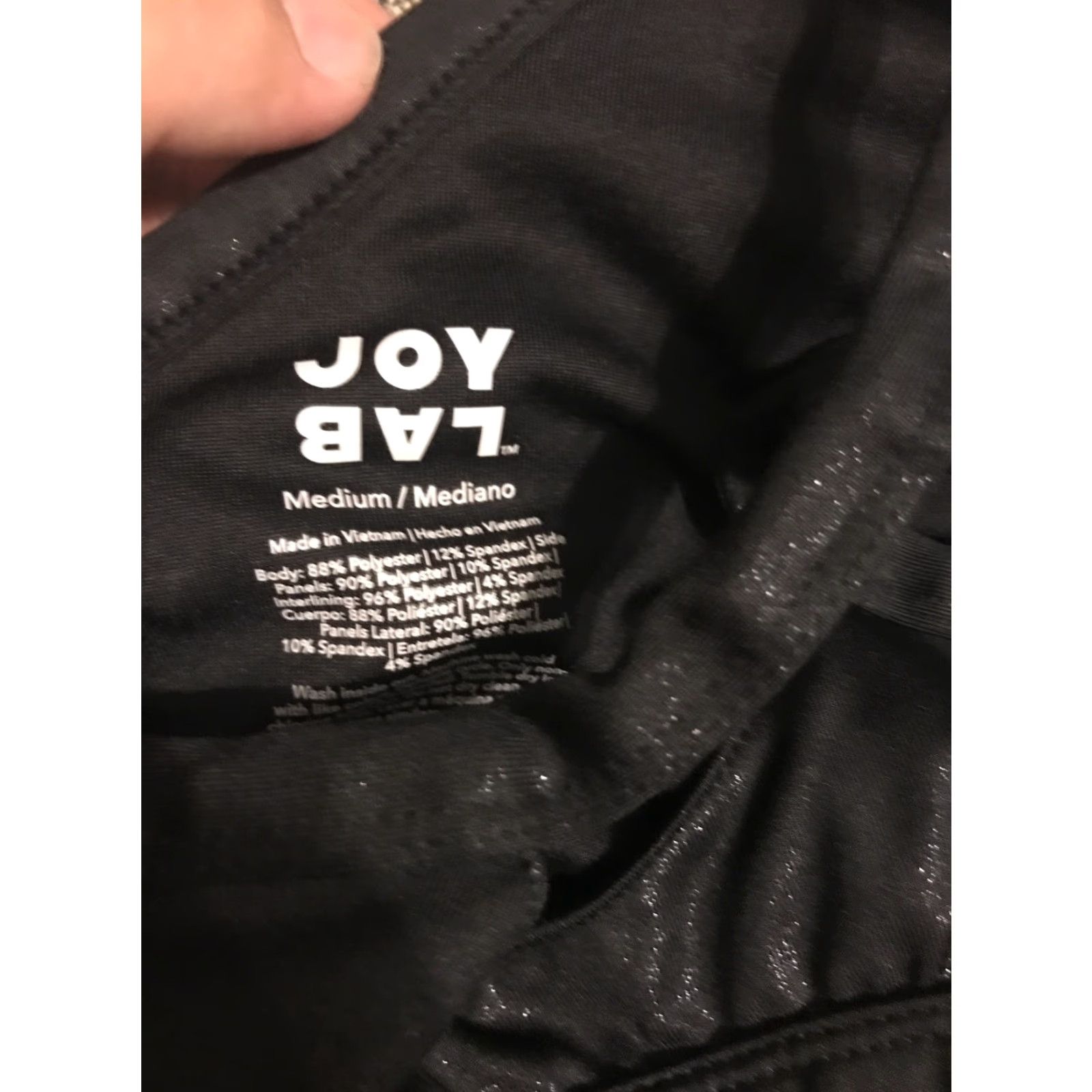 Vintage JoyLab Sports Bra M Women Black Metallic Strappy Pullover Medium Support Activewear Workout Size ONE SIZE - 3 Thumbnail