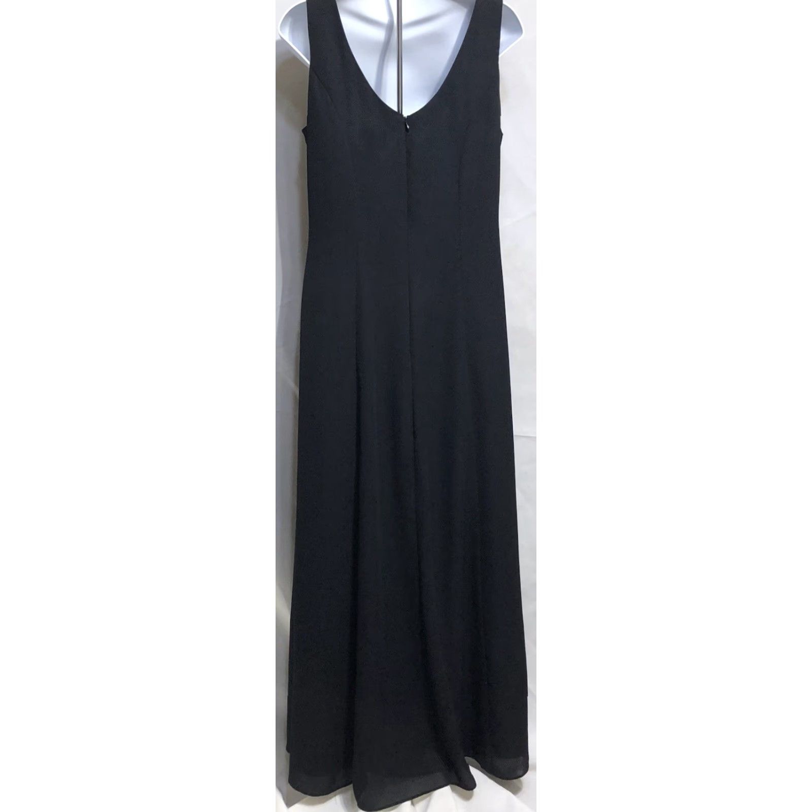 Vintage VINTAGE Onyx Nite Maxi A-Line Sleeveless Dress Gown 10 Black Scoop Neck Formal Prom Party/Cocktail Size L / US 10 / IT 46 - 4 Thumbnail