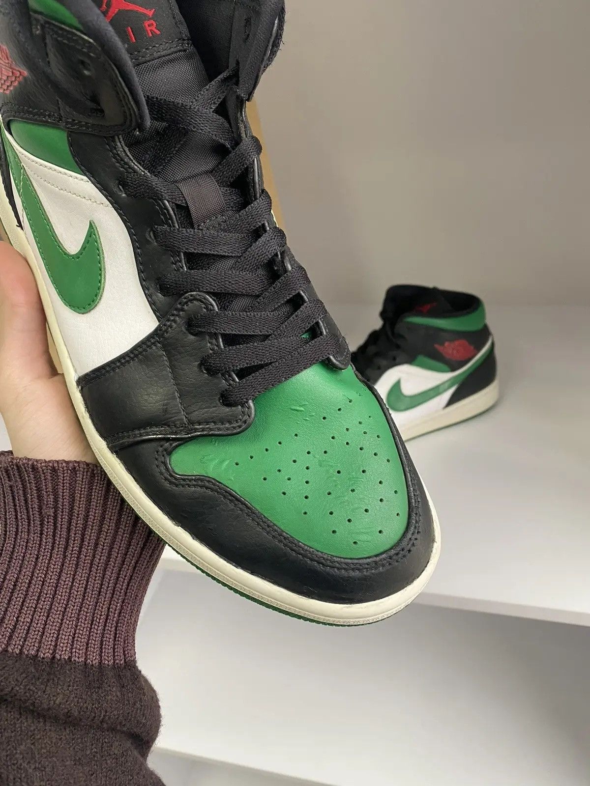 Nike × Vintage Vintage Nike Air Jordan 1 Mid Pine Green Black Size US 10 / EU 43 - 5 Thumbnail
