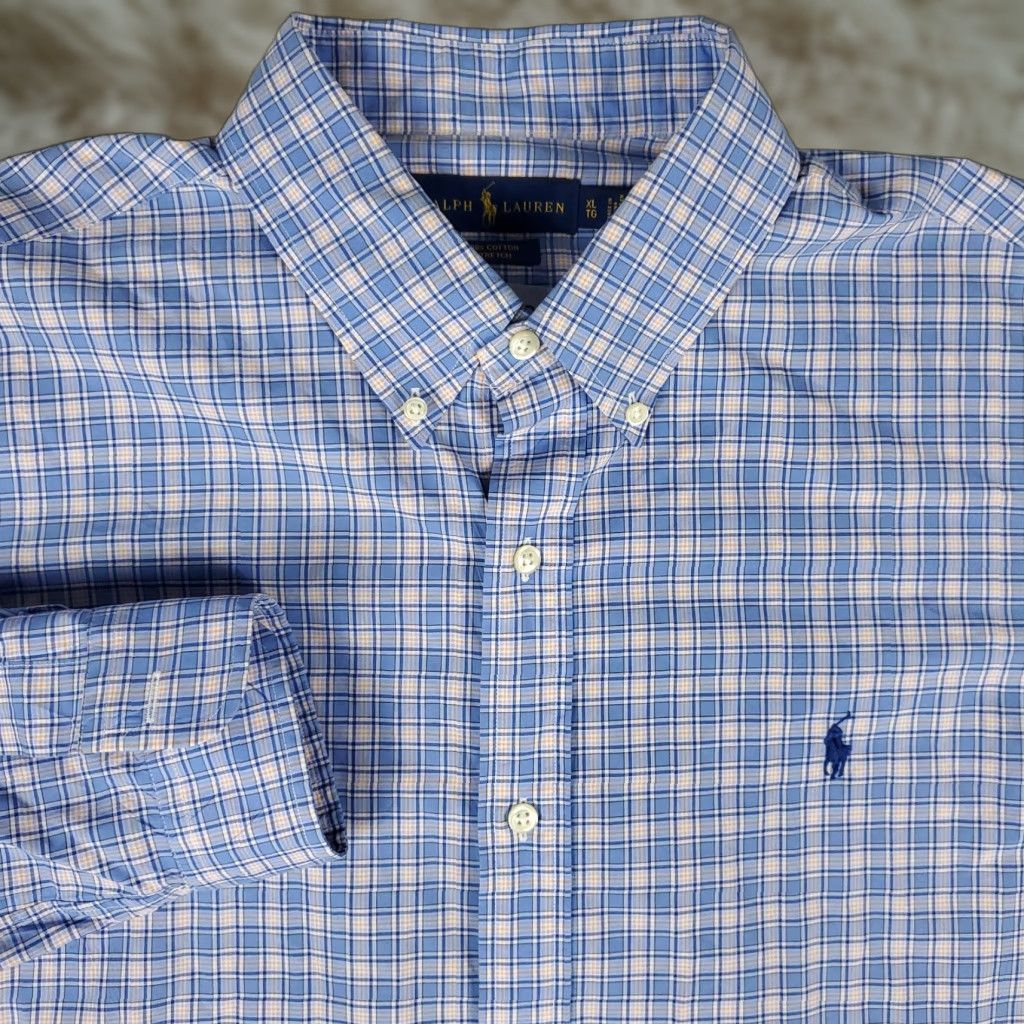 Ralph Lauren Ralph Lauren Shirt Mens XL Blue Plaid Pony Casual Button Up Long Sleeve Size US XL / EU 56 / 4 - 1 Thumbnail