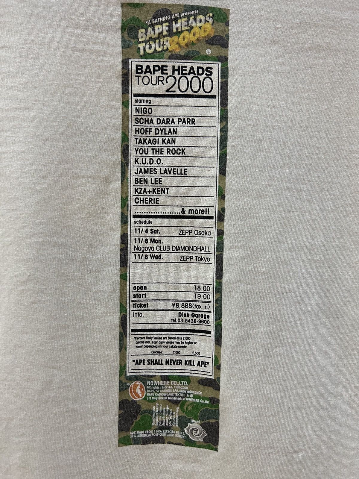 Bape OG BAPEHEAD Tour 2004 Tshirts Nigo Size US S / EU 44-46 / 1 - 4 Thumbnail