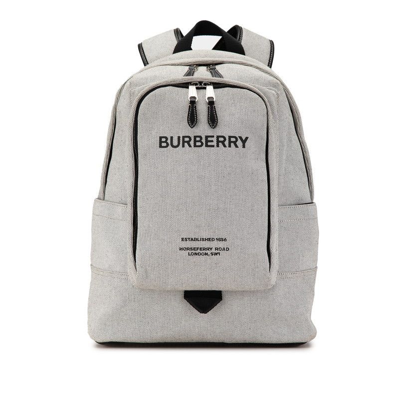Burberry Burberry Burberry Canvas Leather Backpack Light Grey Black Canvas Backpack in Great Condition Size ONE SIZE - 1 Thumbnail