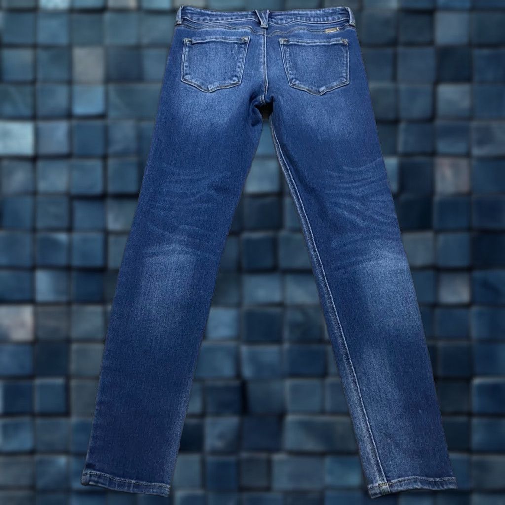 Vintage Kancan Jeans Blue Denim Dark Wash Skinny Leg Mid Rise Button Fly Womens Size 28 Maternity? Size 28" / US 6 / IT 42 - 1 Thumbnail