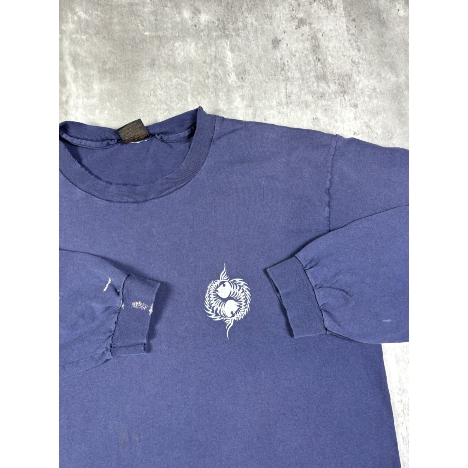 Bones VINTAGE 90s Fish Bone Long Sleeve T Shirt XL Blue Cotton Knit Men's Shirt Regular Size US XL / EU 56 / 4 - 7 Thumbnail