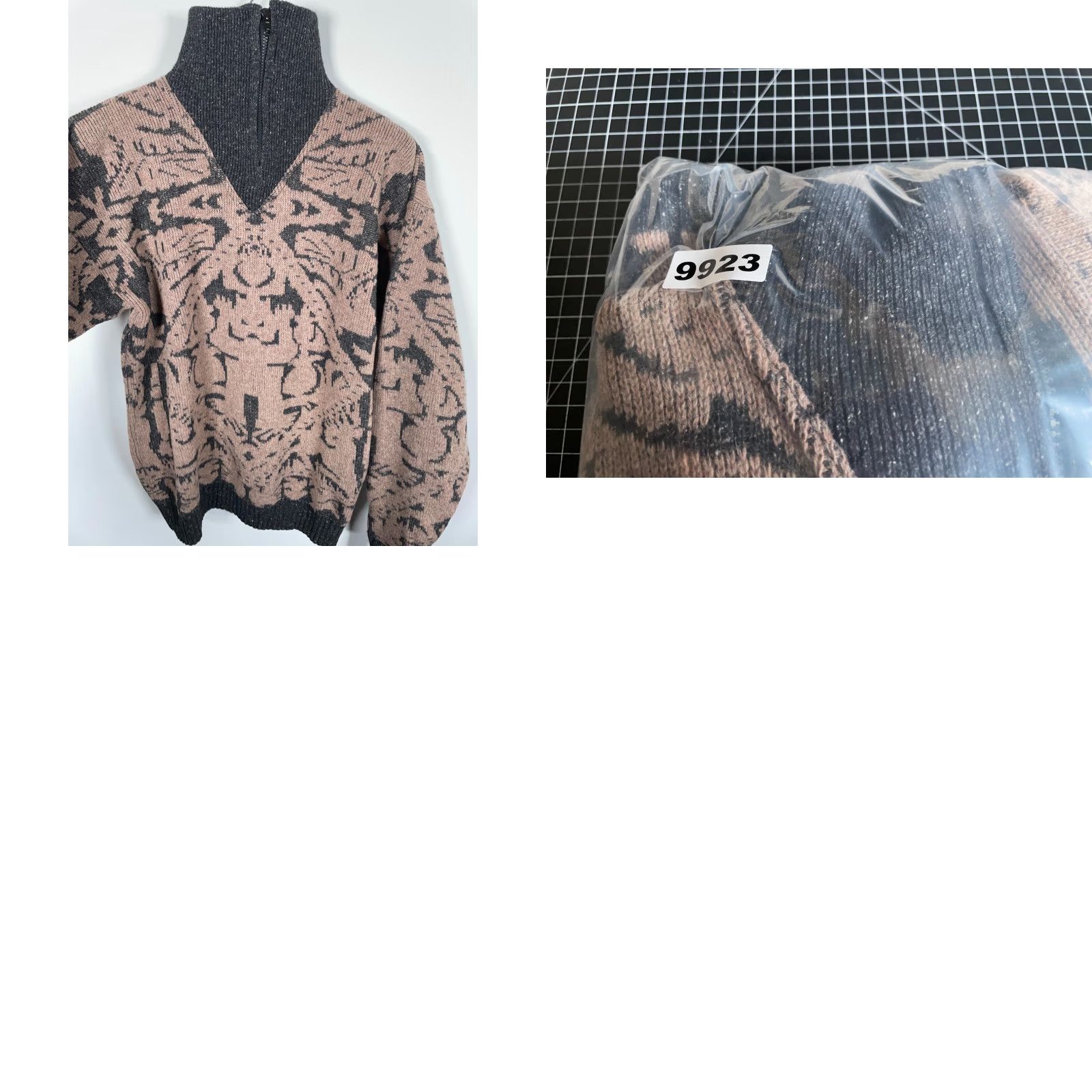 Vintage VINTAGE Amita Sweater Geometric Crew Neck Knit Made in Italy Oversized Wool Nylon Silk 1/4 Zip Men’s Small Beige 90s Retro Dad Casual Pullover Size US S / EU 44-46 / 1 - 9 Thumbnail