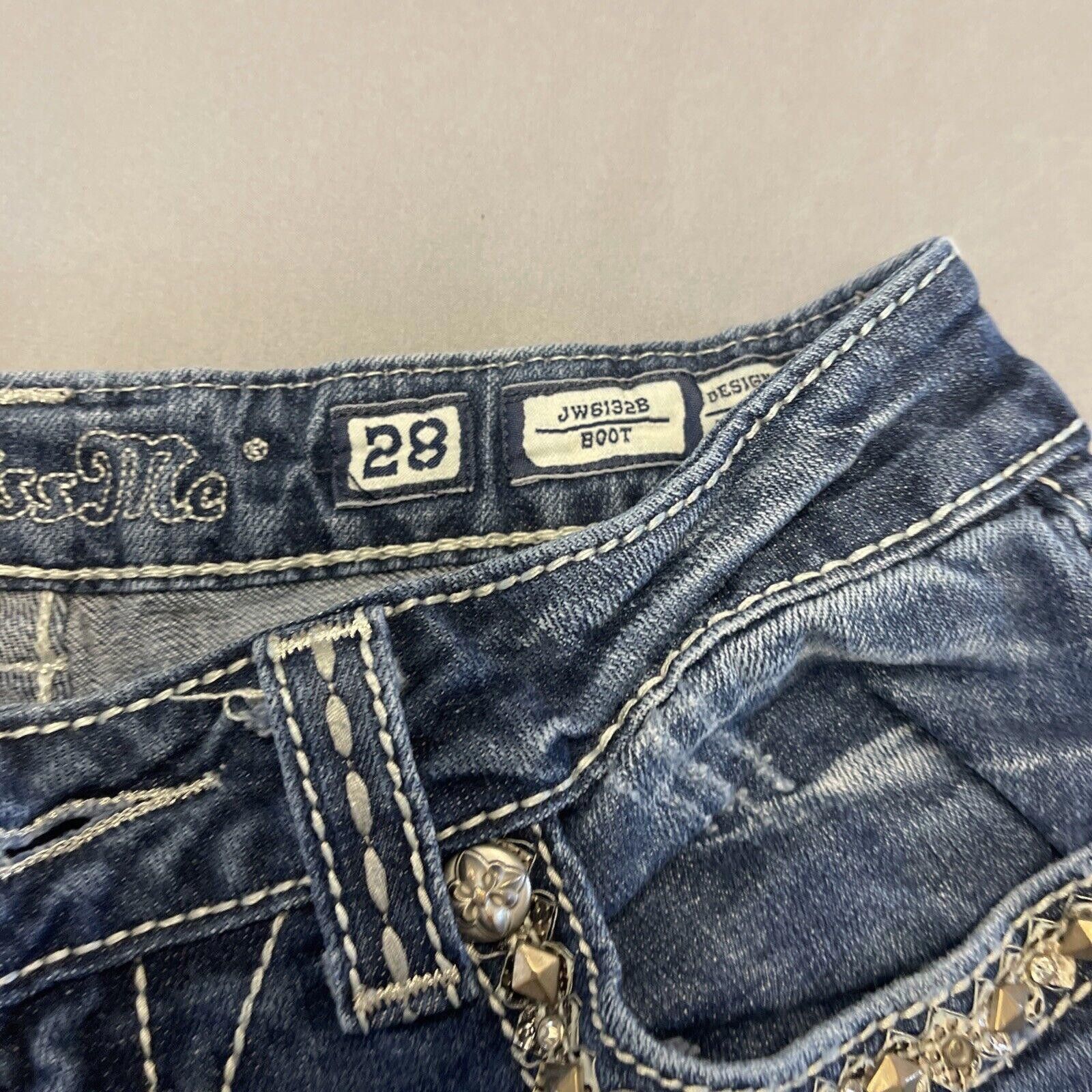 Designer MISS ME JW7132B Boot Rhinestone Bootcut Denim Jeans SIZE 28 Size 28" / US 6 / IT 42 - 2 Thumbnail