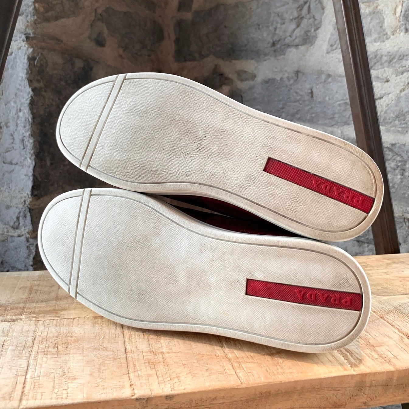 Prada Prada Saffiano Red Leather Low-Top Sneakers Size US 7 / EU 40 - 7 Thumbnail