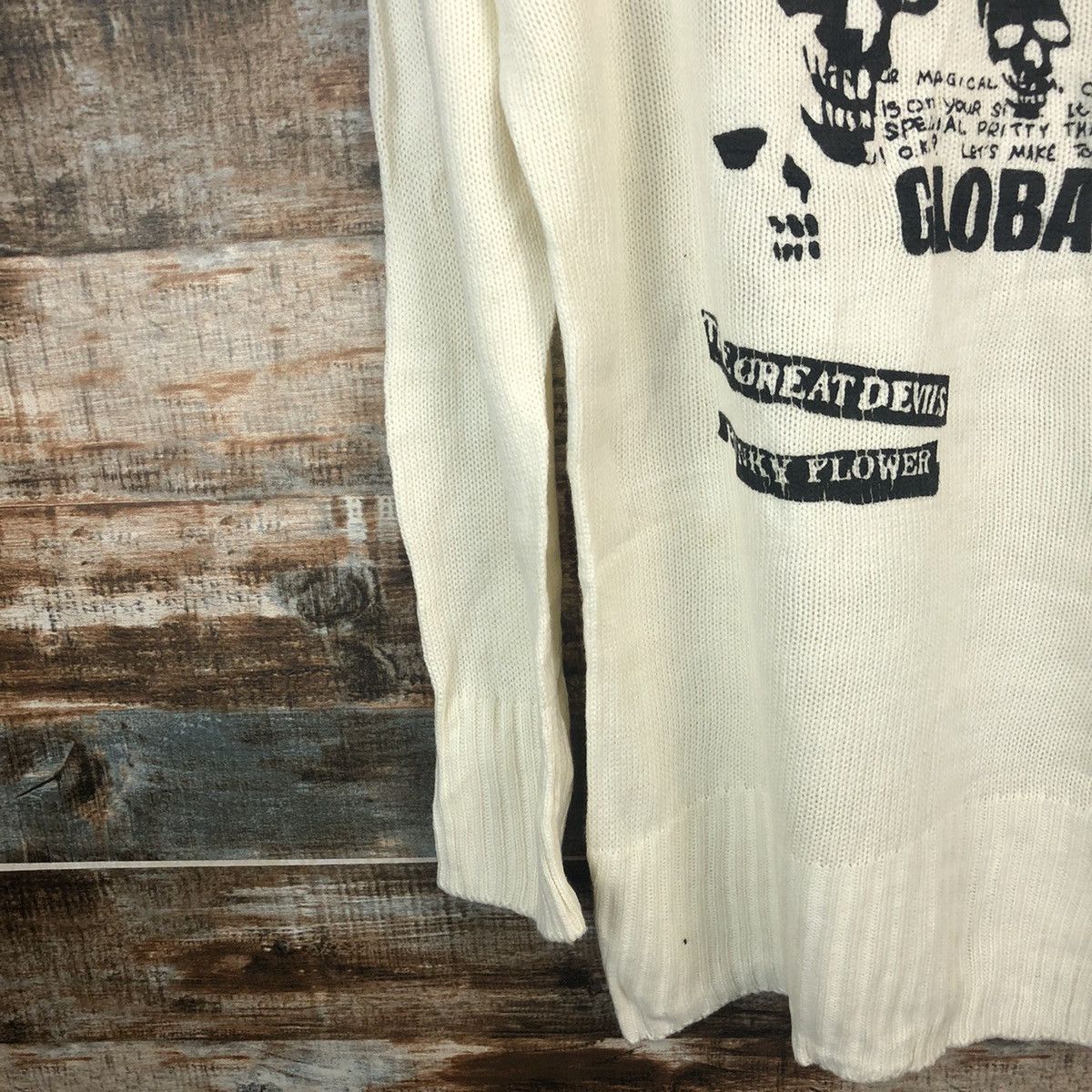 Japanese Brand Das Ziel White skull punk Knitwear #A1888 Size L / US 10 / IT 46 - 7 Thumbnail