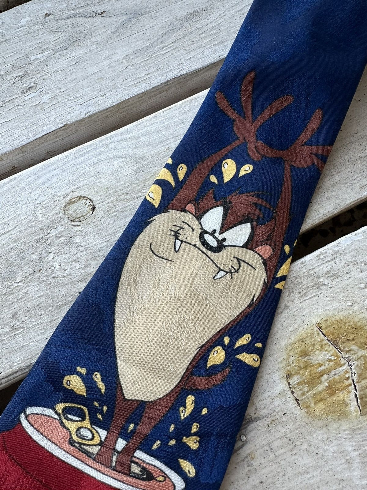 Disney × Vintage vintage 1997 LOONEY TUNES Disney print neck Rare Black tie Size ONE SIZE - 3 Thumbnail