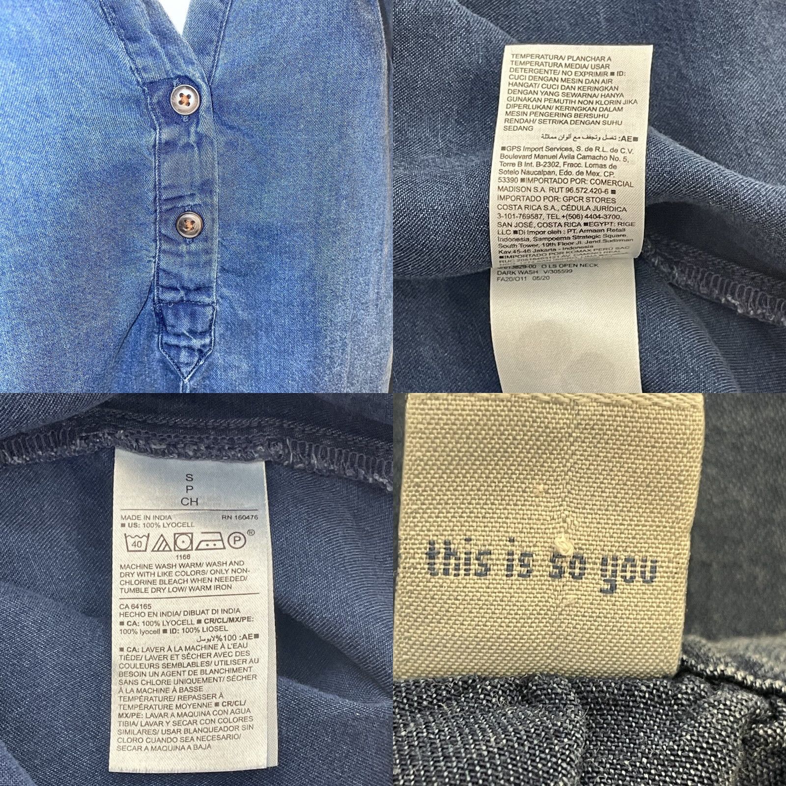 Old Navy Old Navy Shirt Women Small Dark Wash Blue Denim Look V Neck Long Sleeve Knit Button Pullover Casual Fall Winter Spring Size S / US 4 / IT 40 - 8 Thumbnail