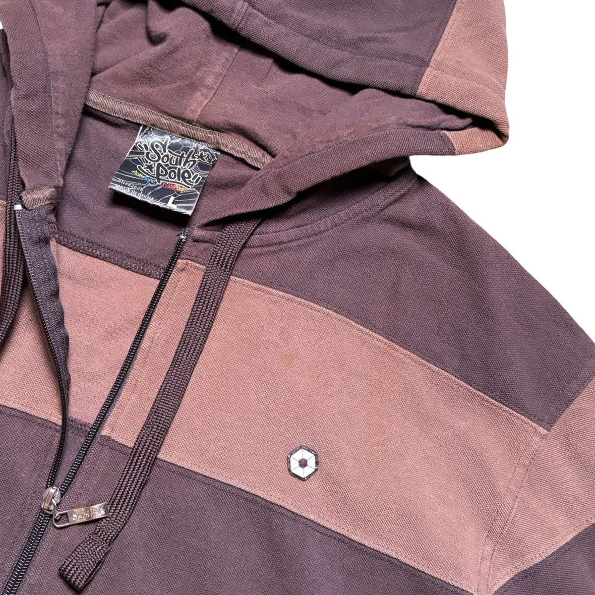 Southpole Vintage Southpole Hoodie Mens L Brown Beige Full Zip Striped Size US L / EU 52-54 / 3 - 3 Thumbnail