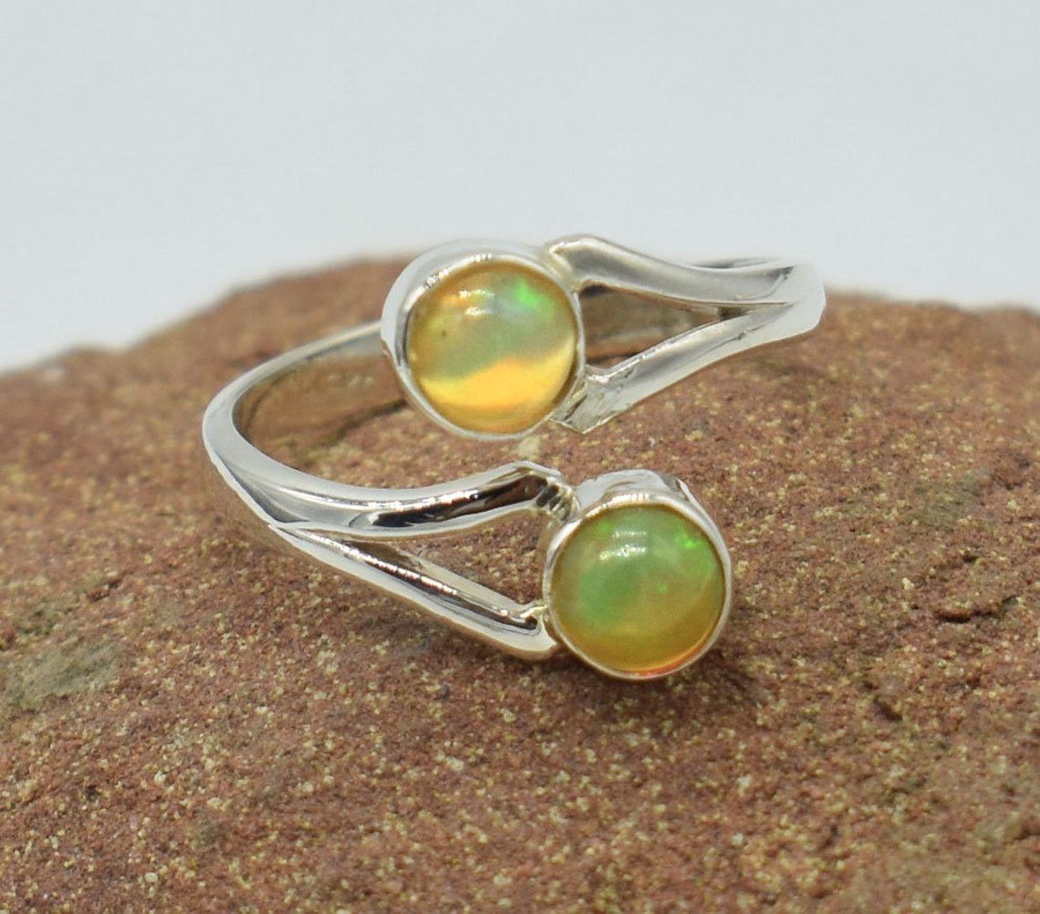 Handmade Handmade Ethiopian Opal Ring: 925K Silver Statement Ring Size ONE SIZE - 3 Thumbnail