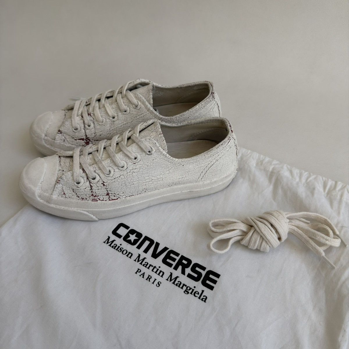 Converse × Maison Margiela S/S 14 White Painted Converse Sneakers Size US 7.5 / IT 37.5 - 8 Thumbnail