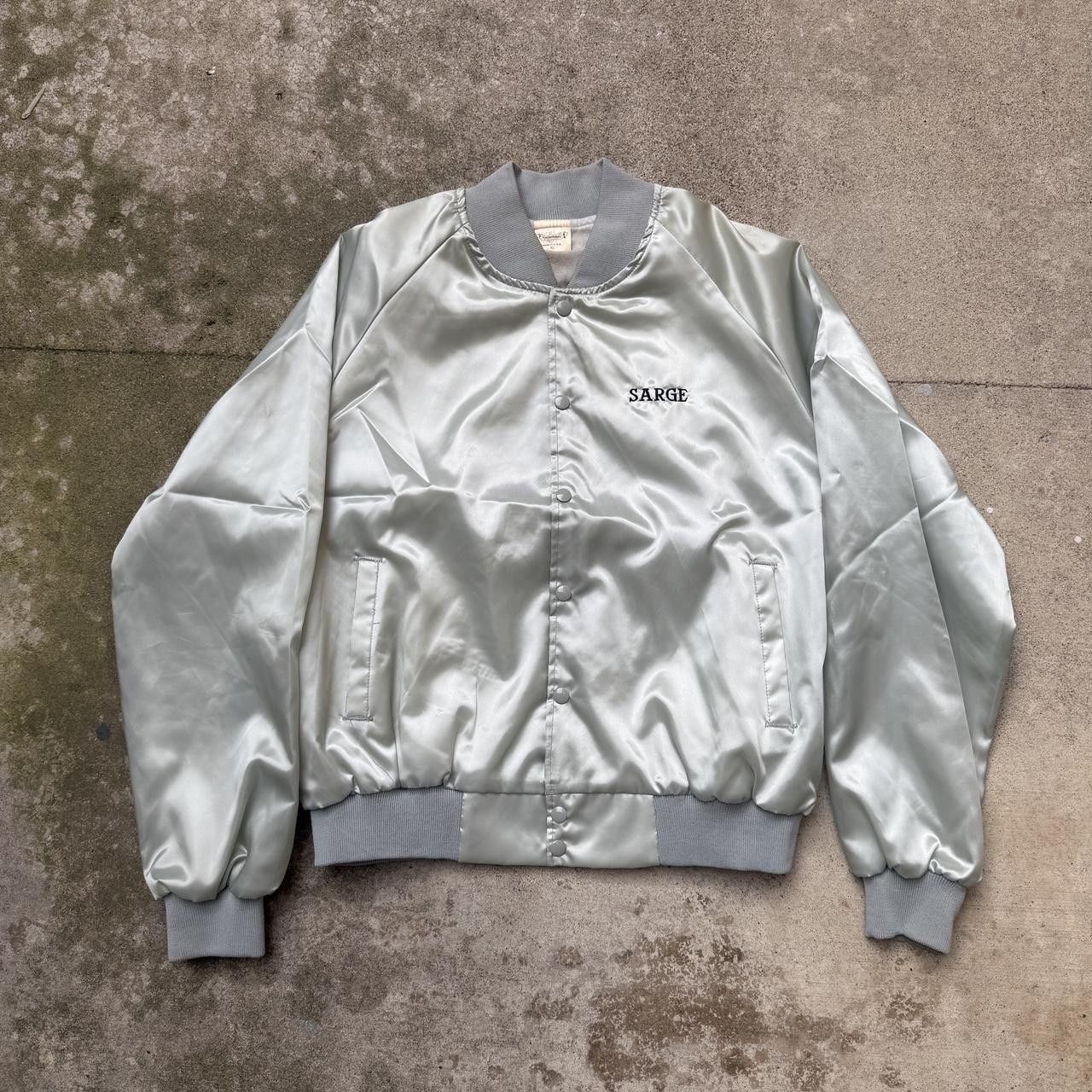 Vintage vintage silver satin jacket gray coach's souvenir bomber Size US XL / EU 56 / 4 - 2 Thumbnail