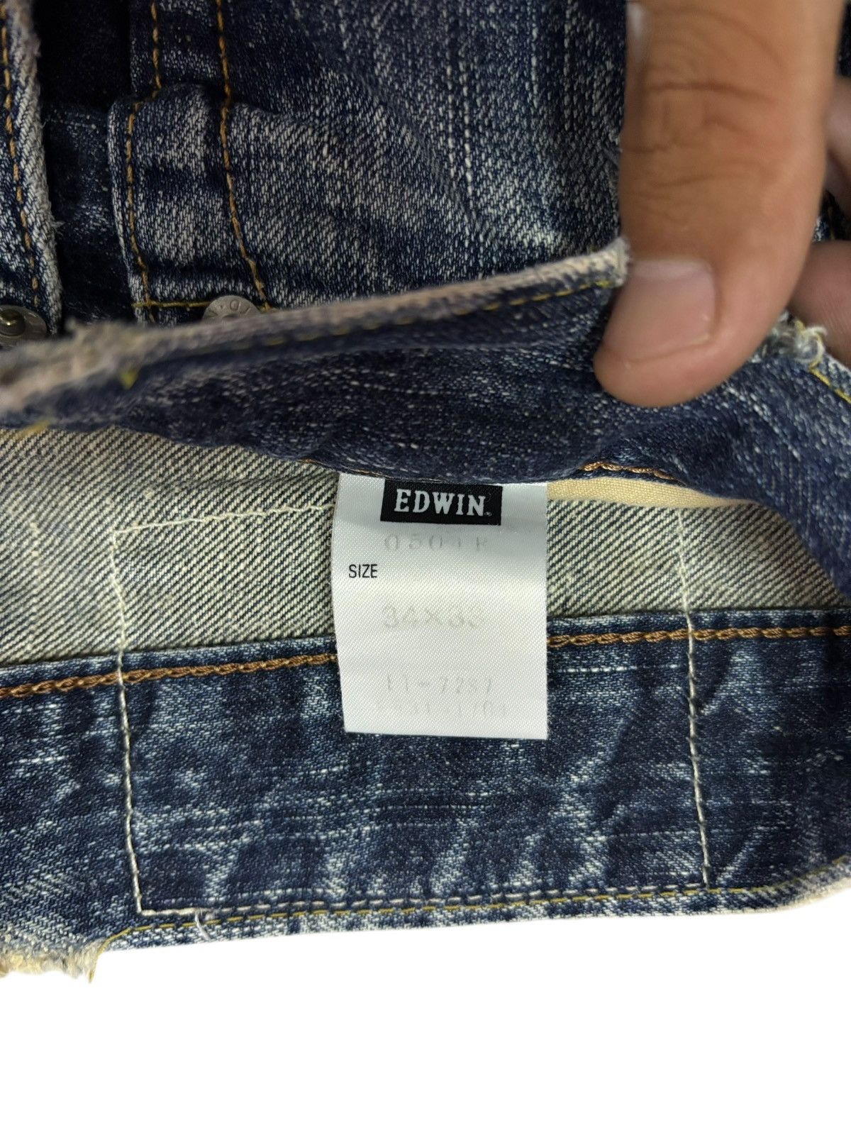 Edwin Vtg 90s Edwin Japan 504R Distressed Jeans Size US 35 - 9 Thumbnail