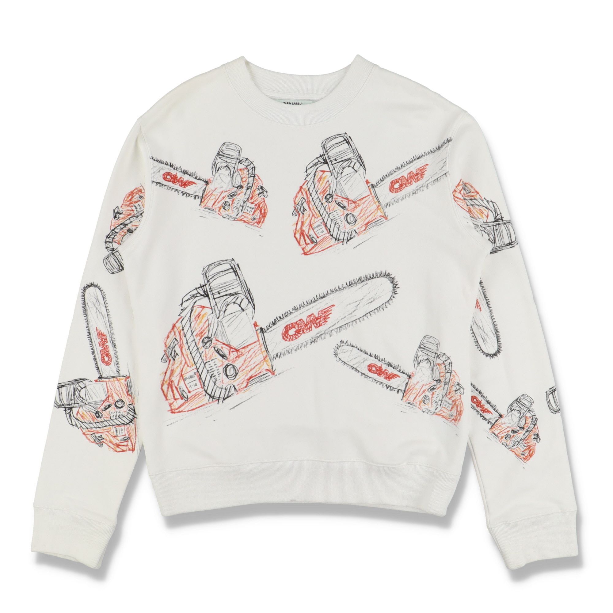 Off-White White Chainsaw Logo Print Sweatshirt Size US M / EU 48-50 / 2 - 1 Thumbnail