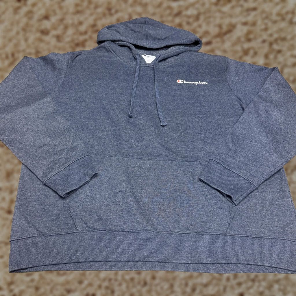Champion Champion Hoodie Mens XL Blue Pullover Fleece Sweatshirt Script Logo Athletic Size US XL / EU 56 / 4 - 1 Thumbnail