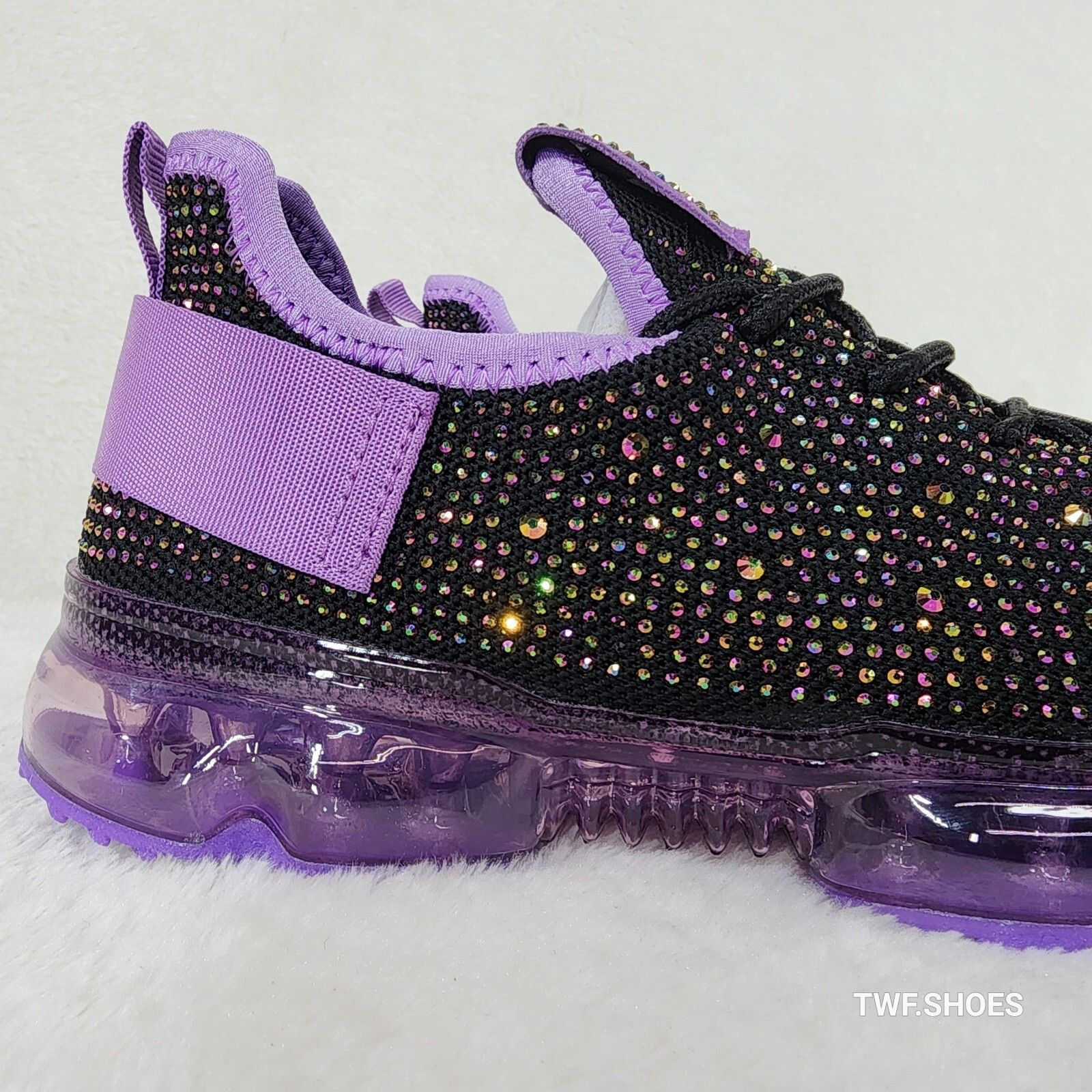 Other Dazzle Glow Purple Slip On Pull Tie Comfy Rhinestone Tennis Size US 7.5 / IT 37.5 - 3 Thumbnail