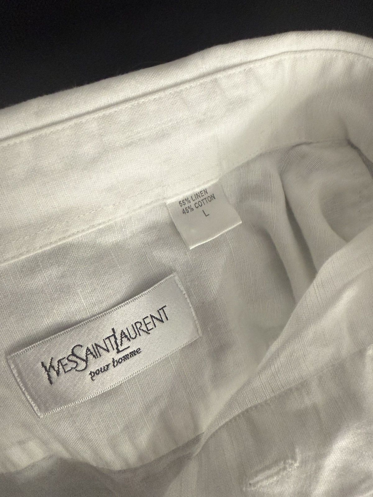 Yves Saint Laurent Linen YSL Shirt White Summer Size US L / EU 52-54 / 3 - 8 Thumbnail