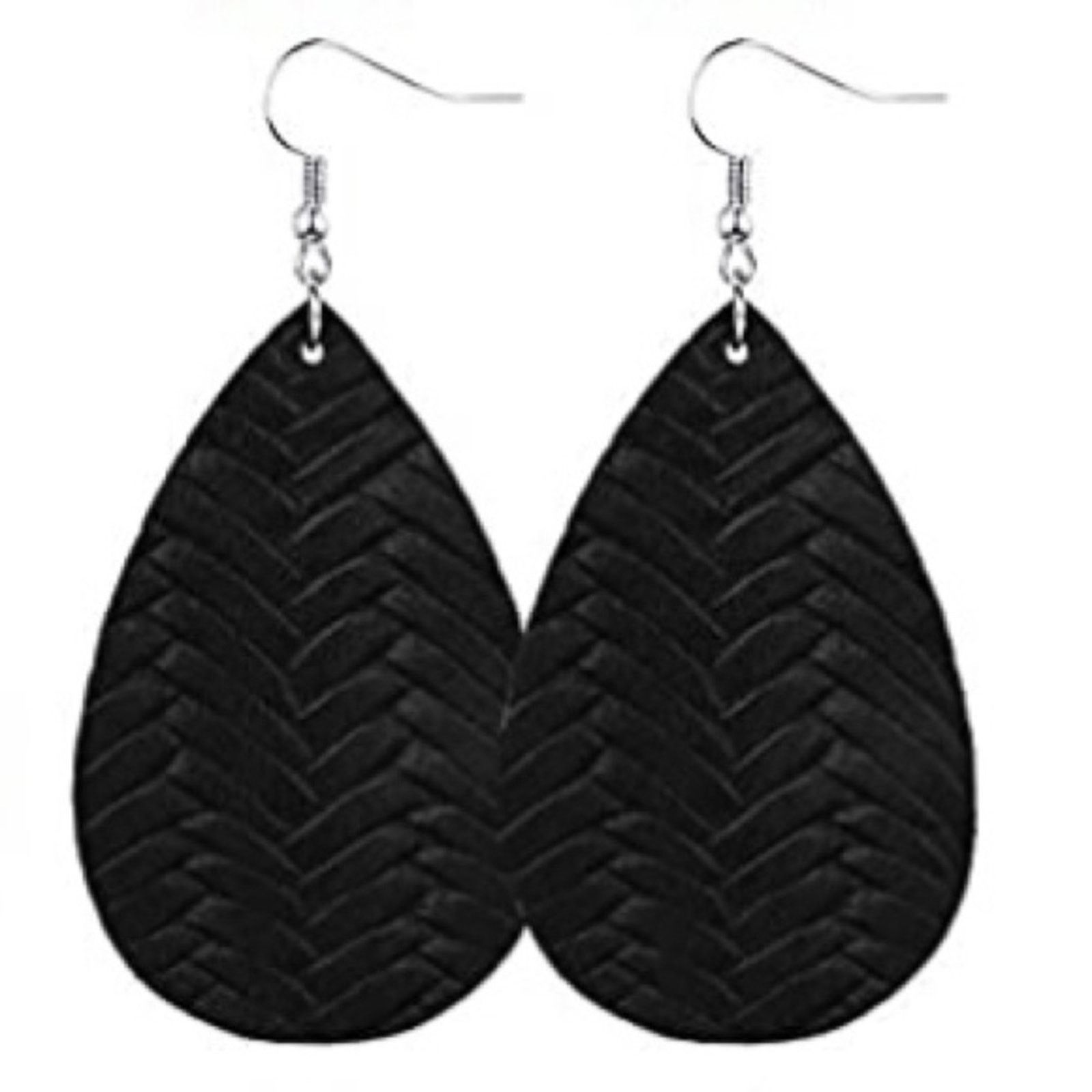 Other New Boutique LightweightFaux Leather Black Teardrop Earrings Size ONE SIZE - 1 Preview