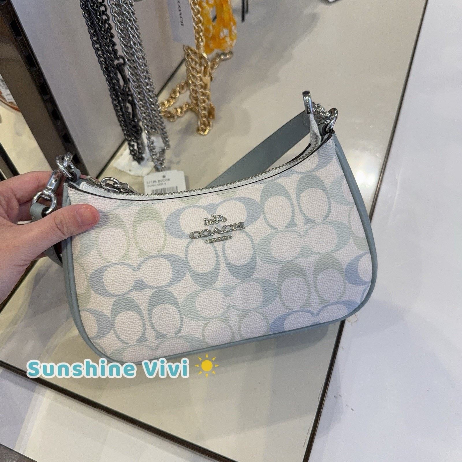 Coach NWT Coach CDW52 Teri Mini Crossbody Bag Canvas Chalk/Blue Size ONE SIZE - 1 Thumbnail