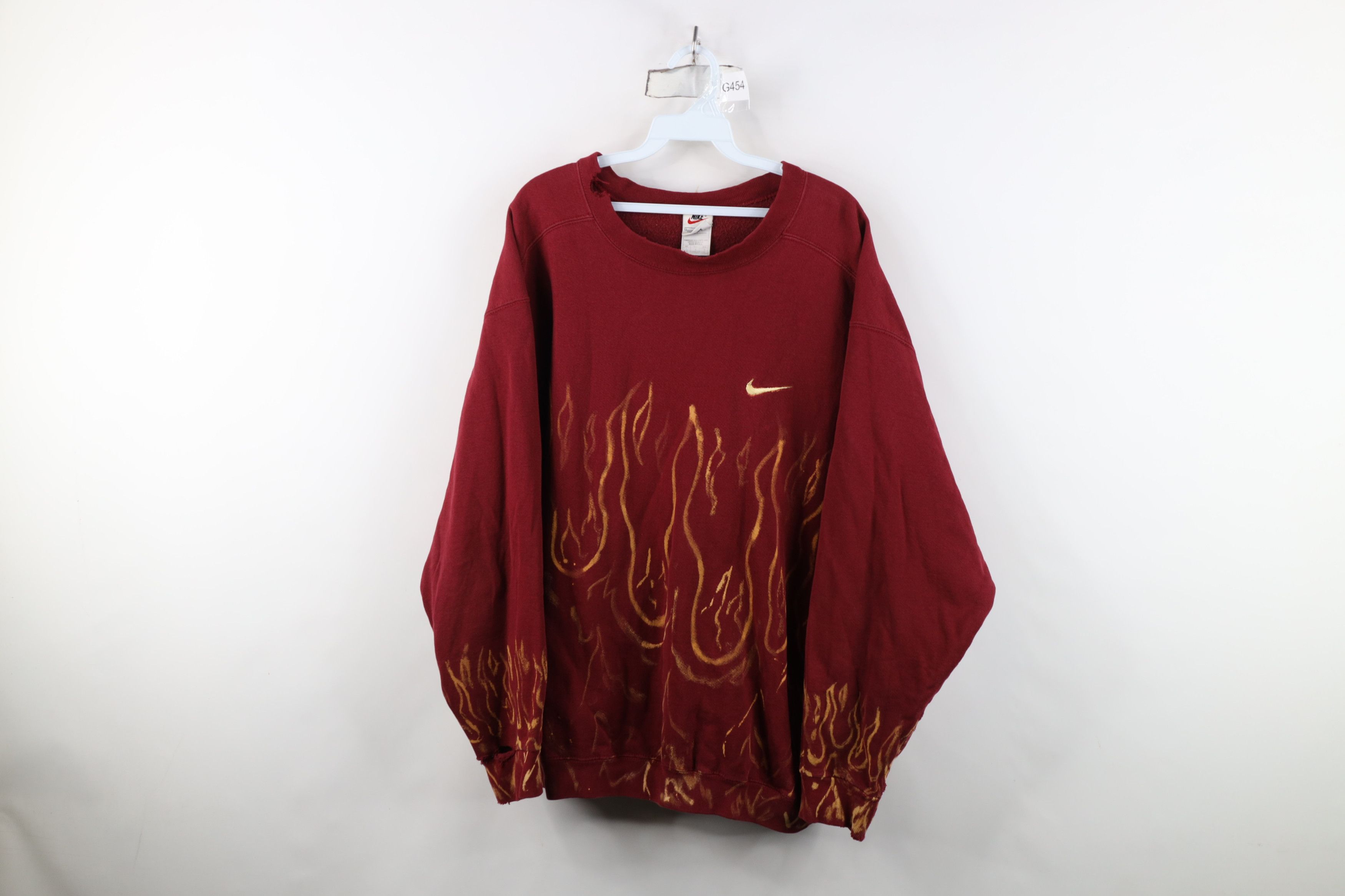 Nike Vintage 90s Nike Mini Swoosh Fire Flames Sweatshirt USA Size US L / EU 52-54 / 3 - 1 Thumbnail