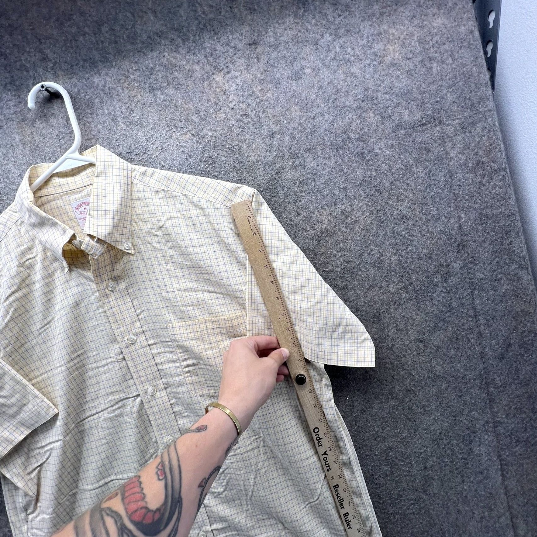 Brooks Brothers Brooks Brothers Shirt Mens M Yellow Plaid Short Sleeve Button Front Chest Pocket Non-Iron Casual Workwear Size US M / EU 48-50 / 2 - 3 Thumbnail