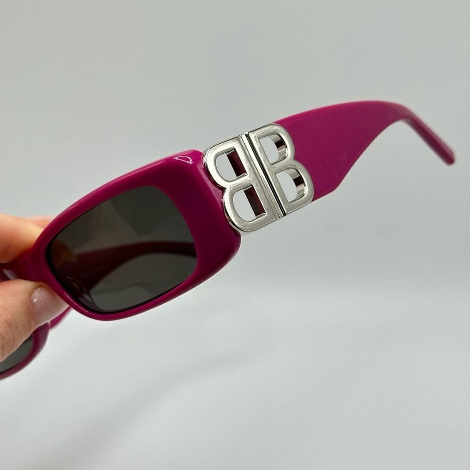 Balenciaga NEW BALENCIAGA BB0096 016 Fuchsia/Silver/Grey Sunglasses Size ONE SIZE - 4 Thumbnail