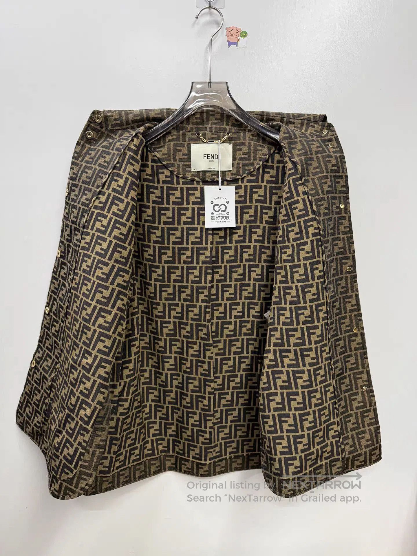 Fendi Brown Patterned Long Sleeve Button. Size US XS / EU 42 / 0 - 6 Thumbnail