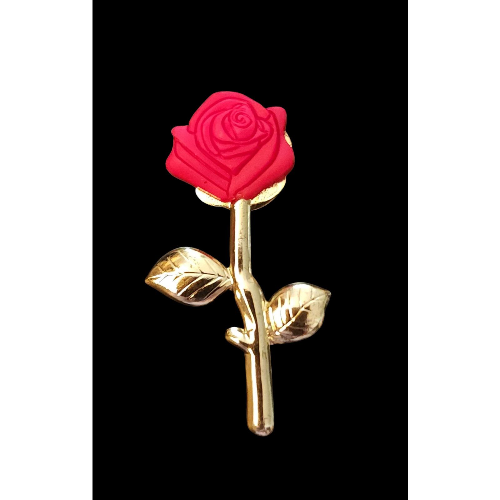 Other Red Rose Flower and Gold Tone Vintage Lapel Pin Size ONE SIZE - 1 Thumbnail