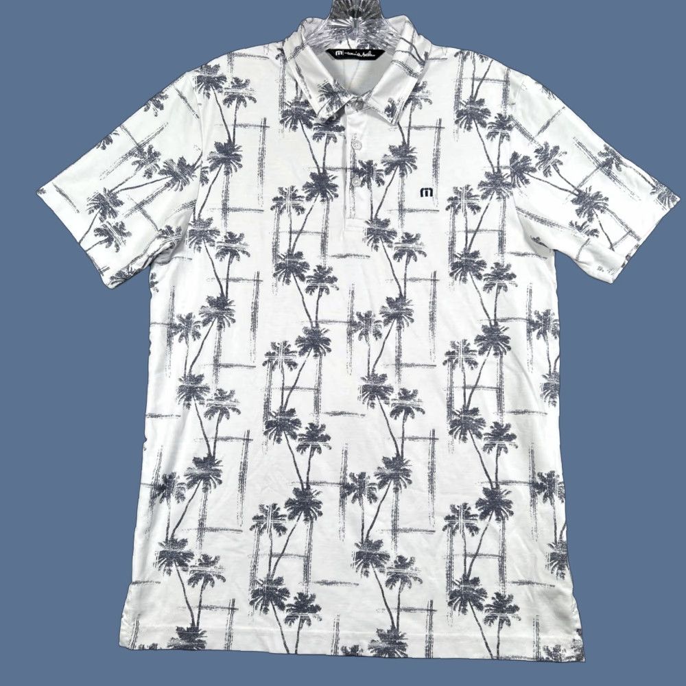TravisMathew Travis Mathew Men Polo Shirt Short Sleeve White Floral Tropical Golf Size S Regular Collared Button Cotton Polyester Logo Performance Size US S / EU 44-46 / 1 - 1 Thumbnail