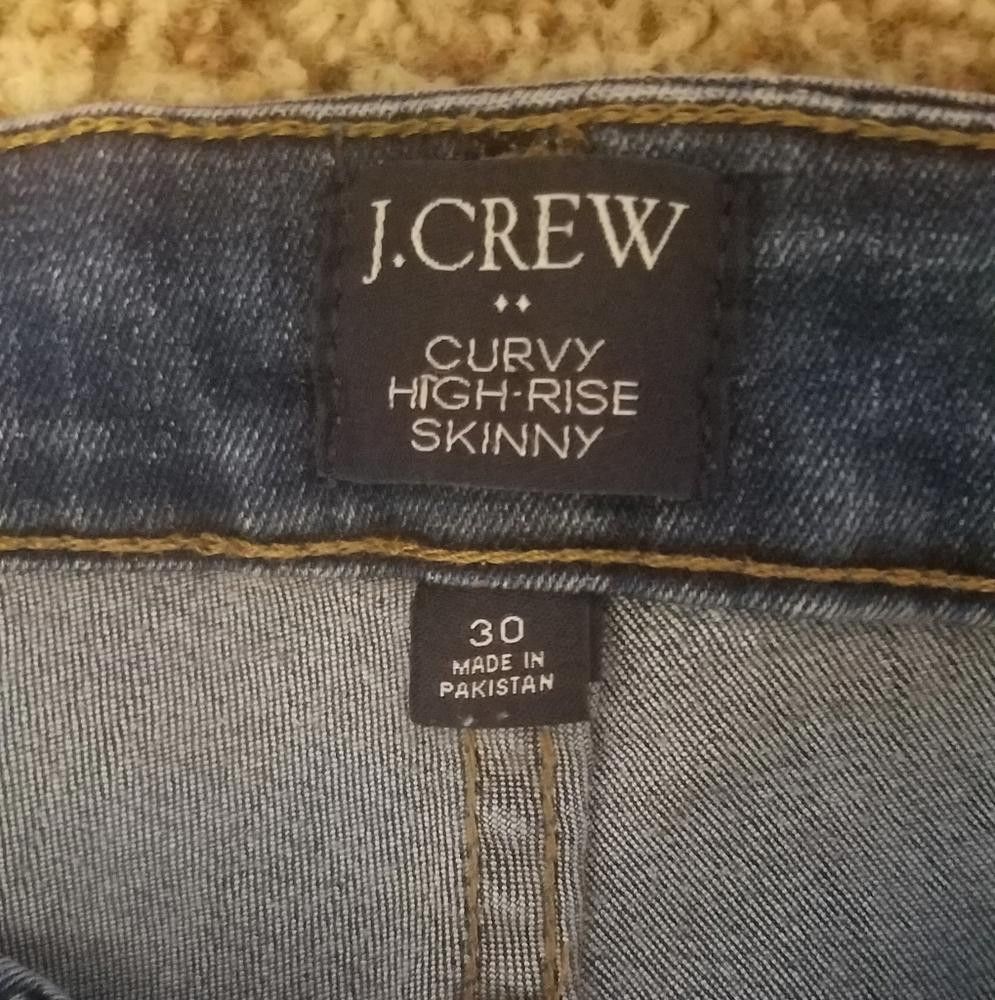 Designer J. Crew Curvy High Rise Skinny Jeans Size 30 Size 30" / US 8 / IT 44 - 4 Thumbnail