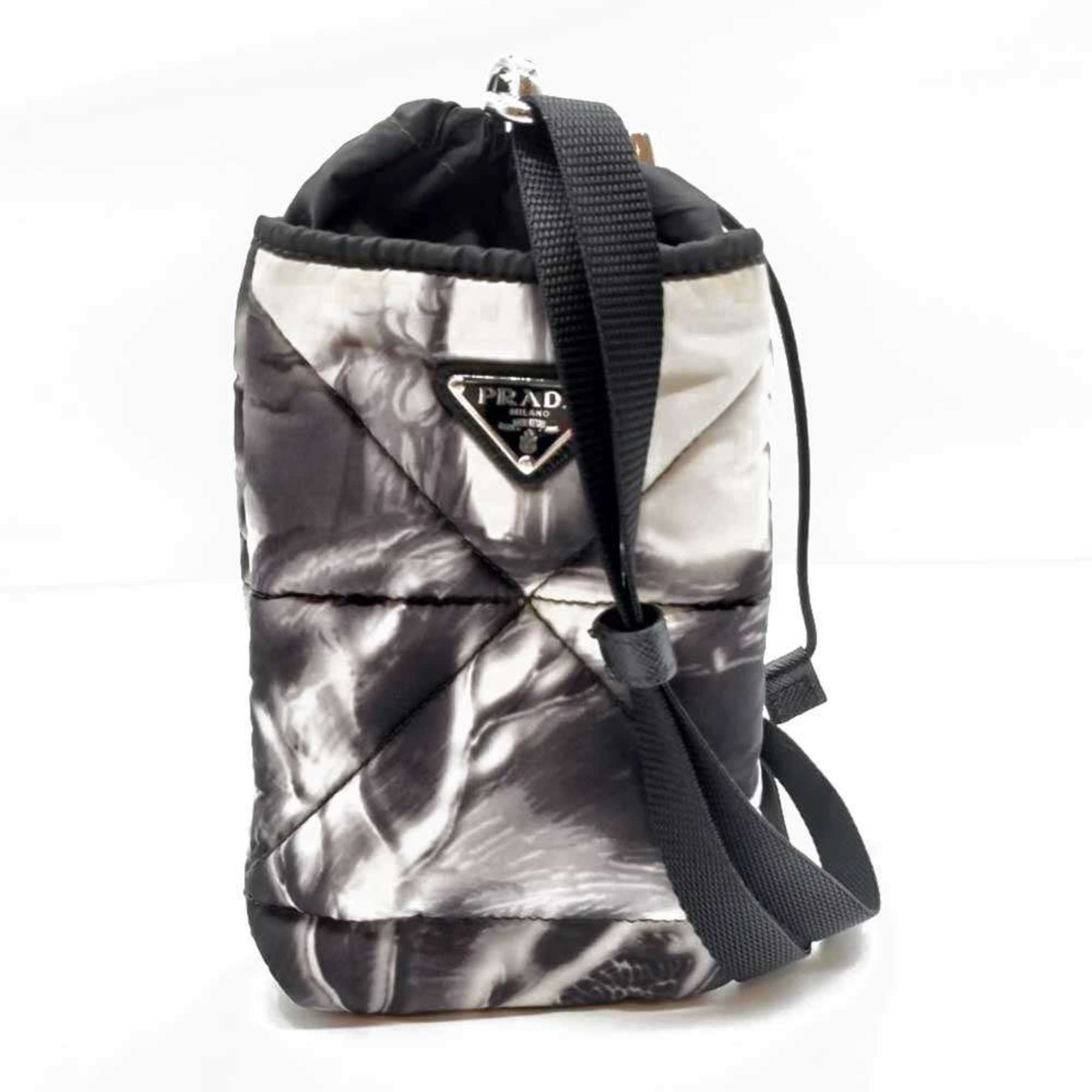 Prada Renylon Pouch with Neck Strap Gray Triangle 2TZ037 PRADA