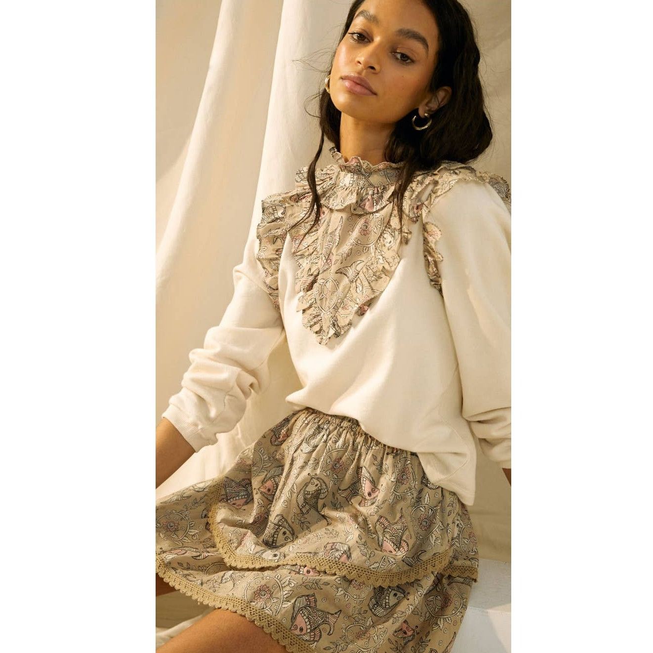 Anthropologie New Let Me Be Kenna Whimsical Ruffled Mini Skirt $128 Sz 6 Size 28" / US 6 / IT 42 - 4 Thumbnail