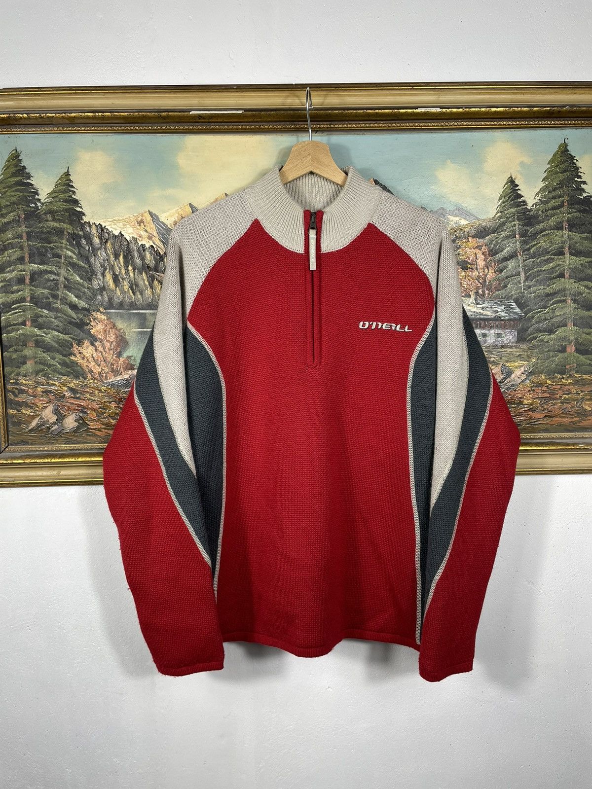O'Neill × Vintage Vintage O’Neill Surf Wear Wool Sweater Crewneck Pull Zip 1/3 Size US L / EU 52-54 / 3 - 1 Thumbnail
