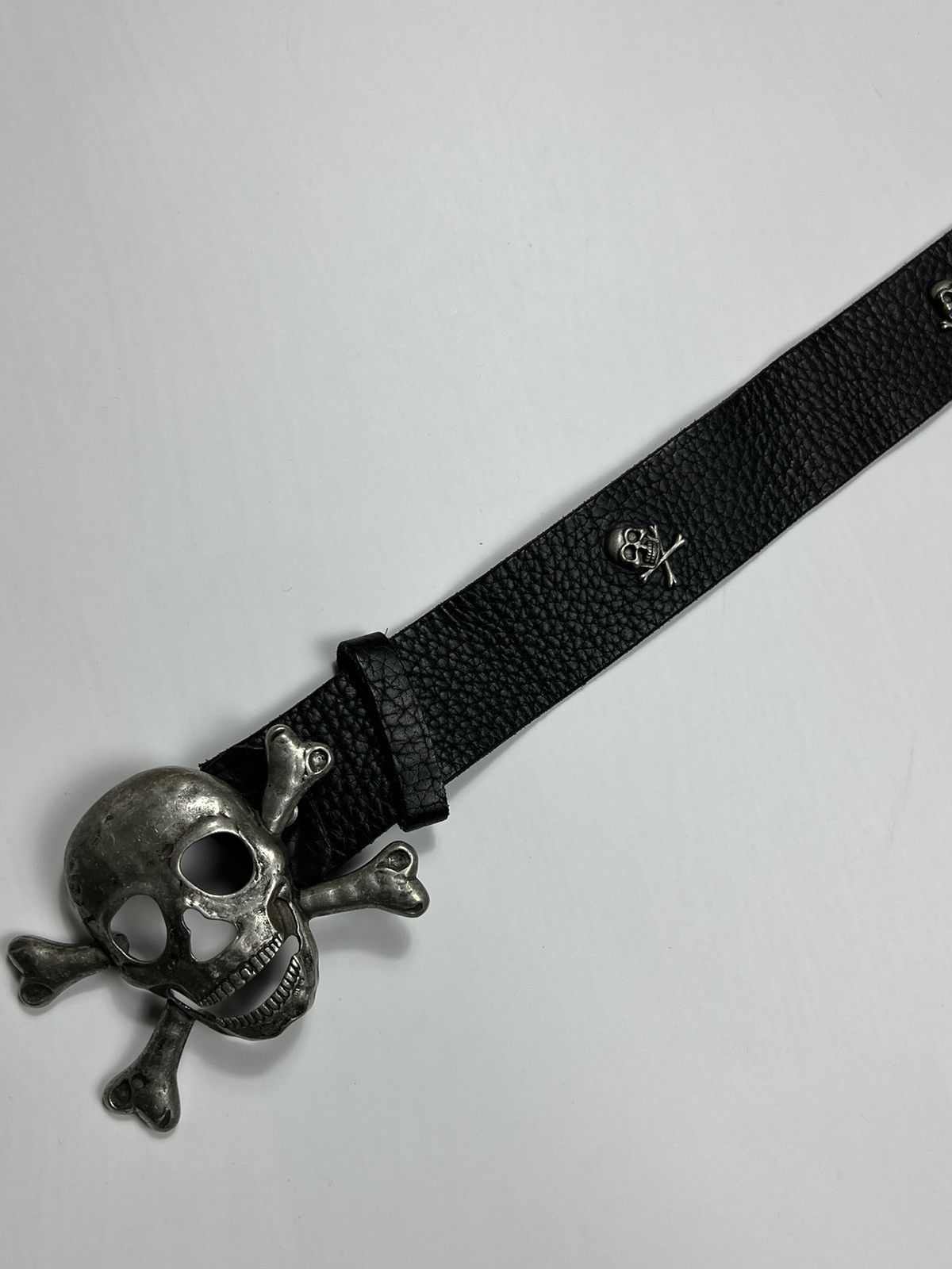 Leather Skeleton Skull Leather Belt Punk Y2K Size 110 cm Size ONE SIZE - 3 Thumbnail