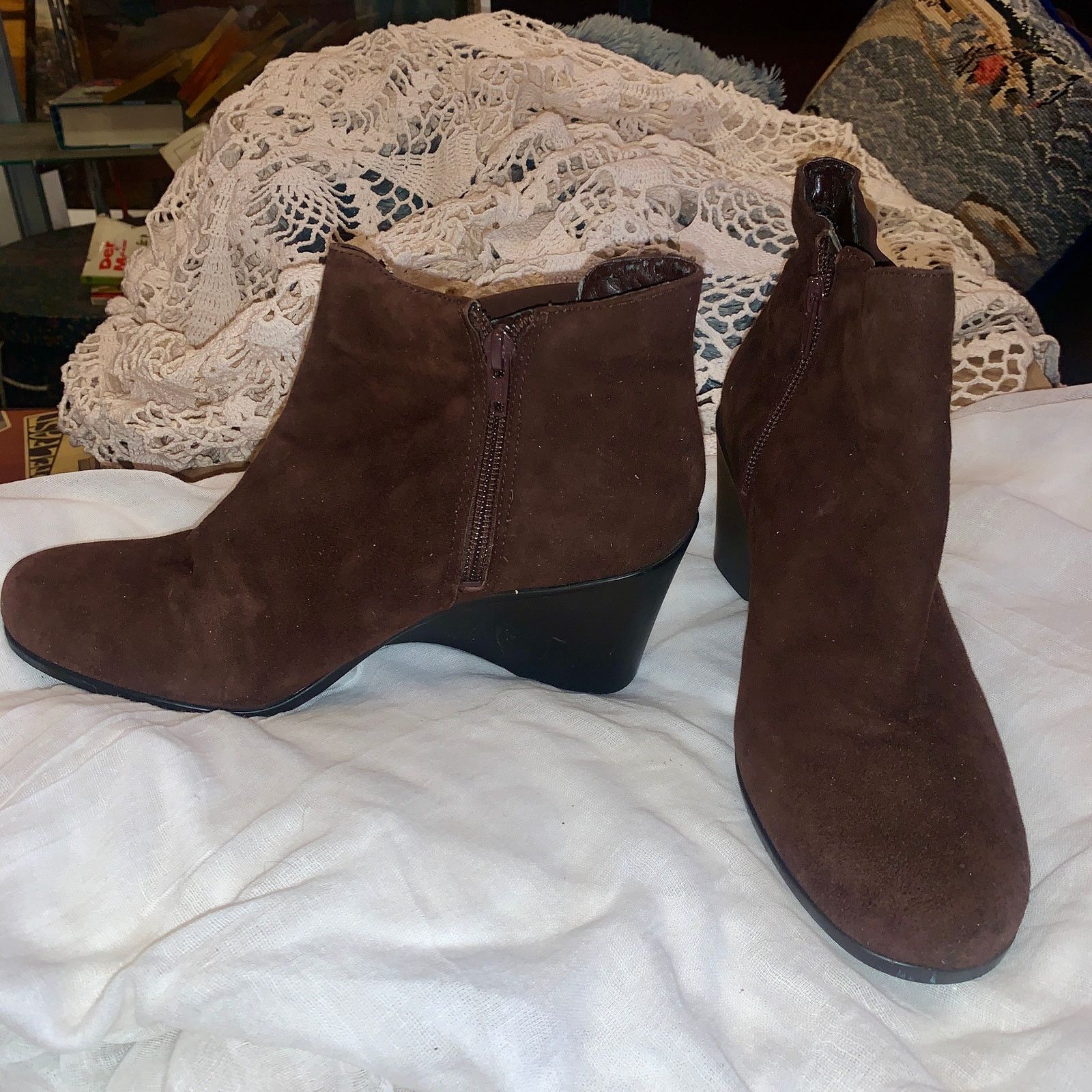 0 EASY SPIRIT BROWN SUEDE WEDGE ANKLE BOOTS BOOTIES 7.5 Size US 7.5 / IT 37.5 - 1 Thumbnail