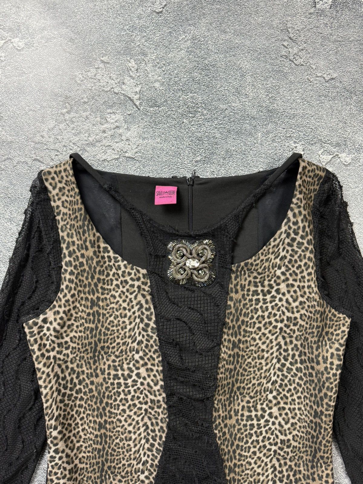 Jean Paul Gaultier Save The Queen Metal Logo Layer Lace Leopard Panel Mesh Top Size M / US 6-8 / IT 42-44 - 6 Thumbnail