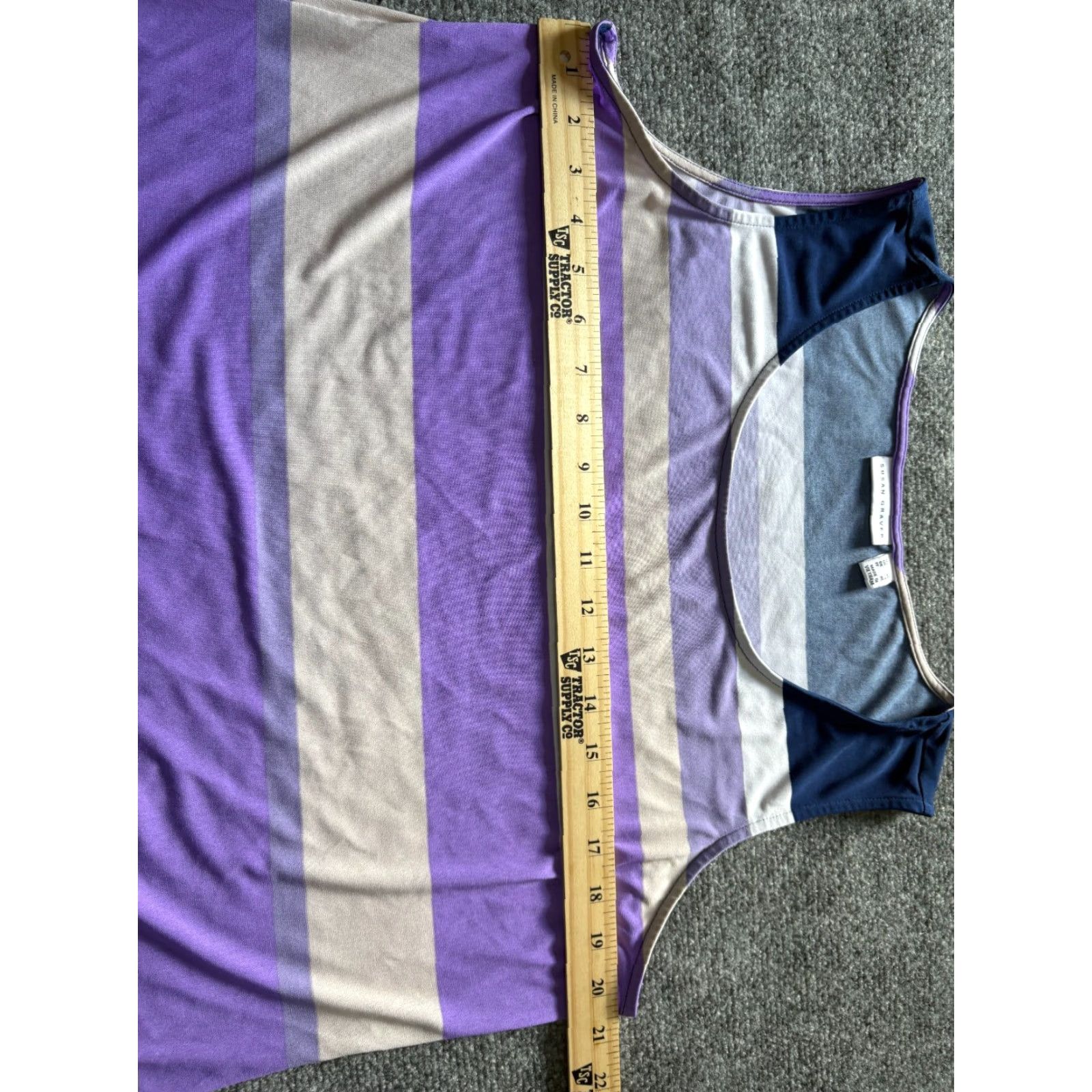 Vintage Susan Graver Top Womens Large Purple Striped Sleeveless Blouse Size L / US 10 / IT 46 - 4 Thumbnail
