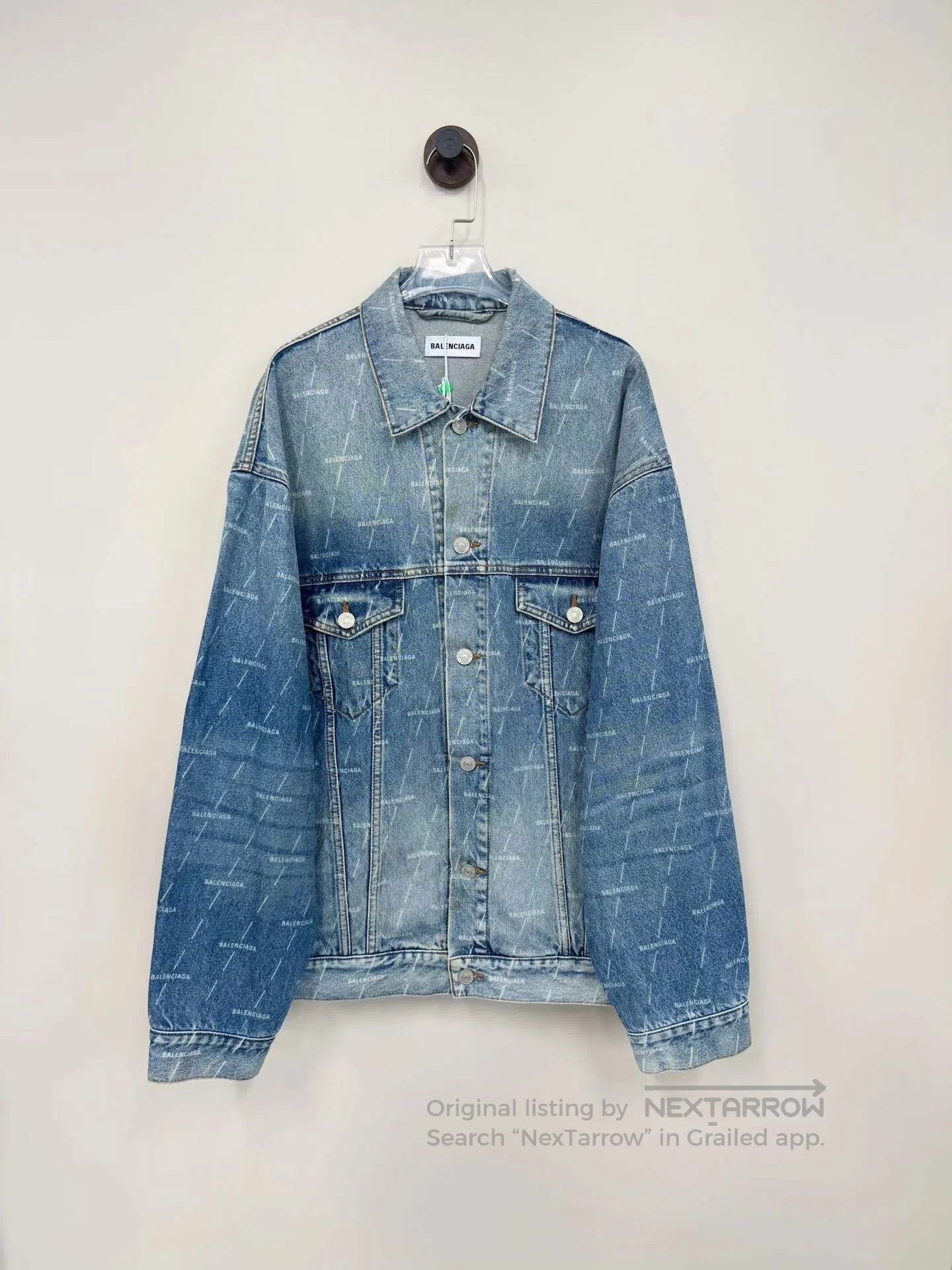 Balenciaga Balenciaga Blue Monogrammed Logo Letter Denim Jacket| Size XS / US 0-2 / IT 36-38 - 1 Thumbnail