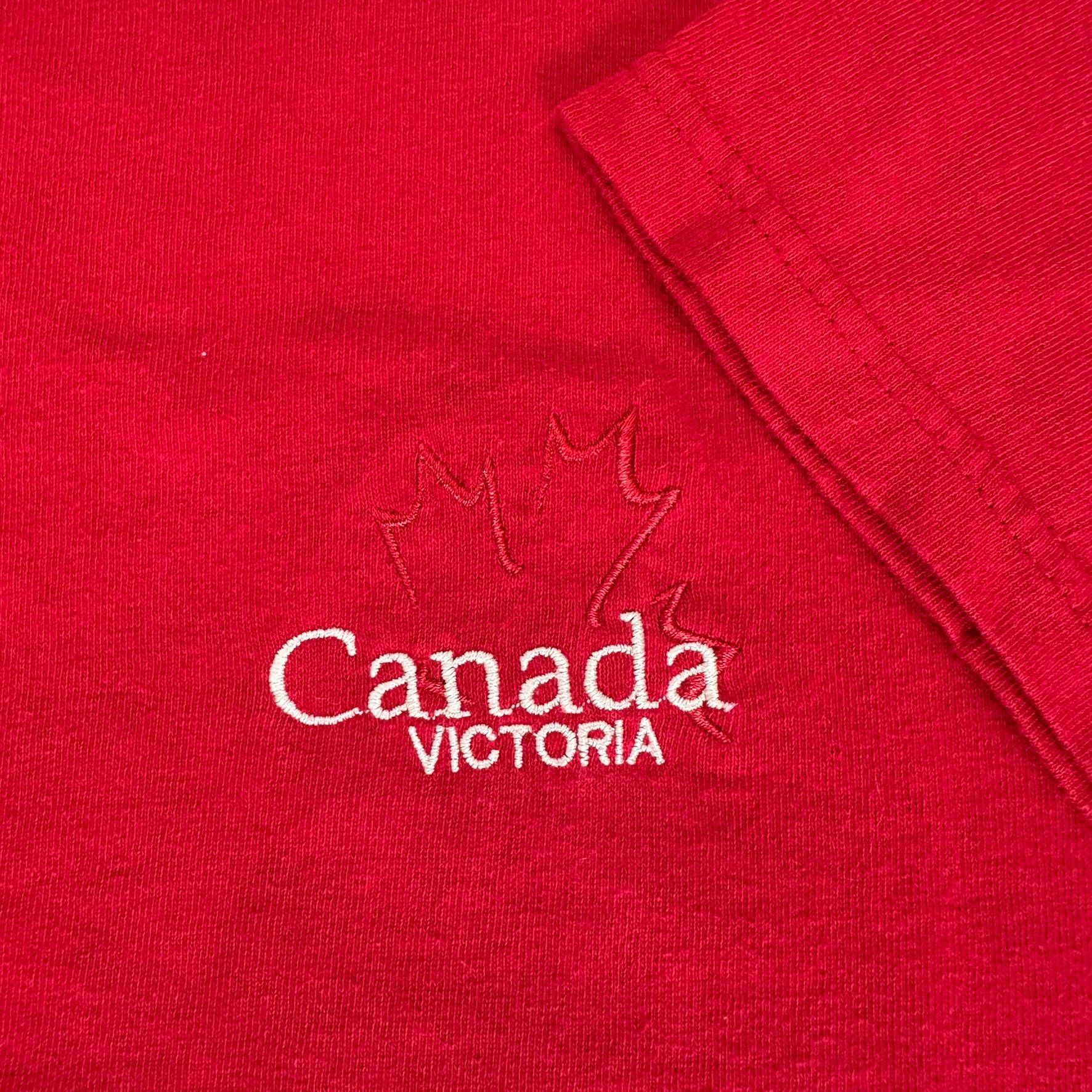 Alstyle Vintage Y2K Victoria Canada T-Shirt Red Embroidered Travel M Size US L / EU 52-54 / 3 - 3 Thumbnail