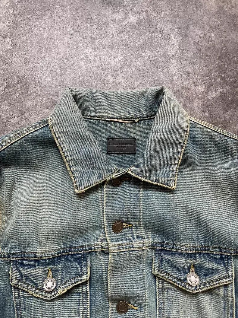 Saint Laurent Paris Saint Laurent Paris Leather Sleeve Patched Denim Jacket Size US S / EU 44-46 / 1 - 4 Thumbnail