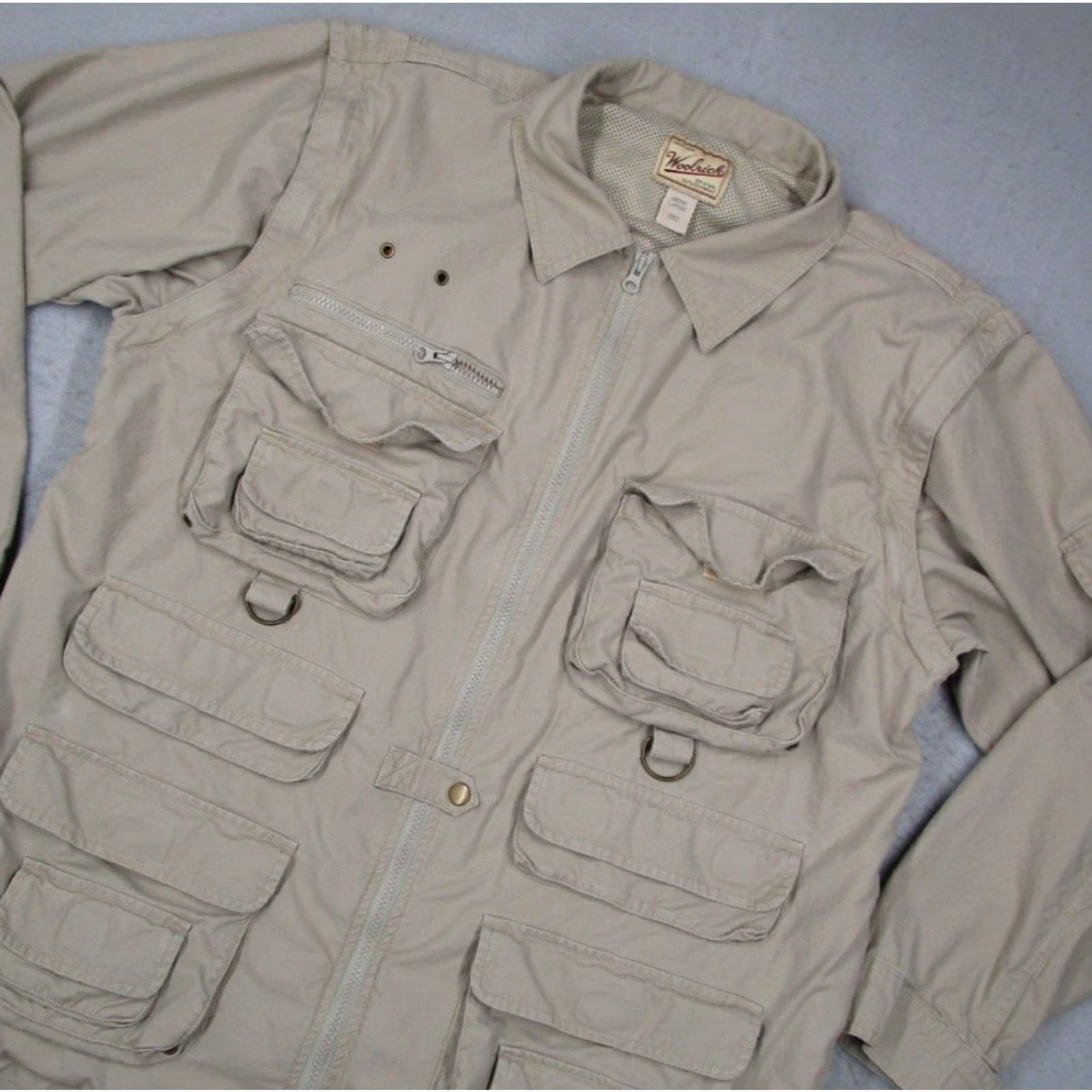 Vintage VINTAGE WOOLRICH Men's Safari Jacket Beige Canvas Zip Off Sleeve Large Size US L / EU 52-54 / 3 - 2 Thumbnail