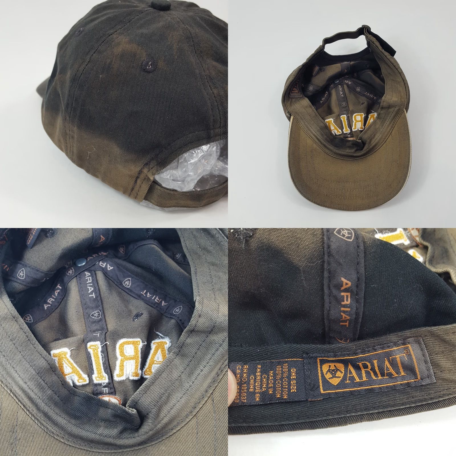 Ariat VINTAGE Ariat Baseball Cap Sun Faded Workwear Snapback Adjustable Black One Size Men Hat 90s Grunge USA 00s Workwear Baseball Mens Size ONE SIZE - 8 Thumbnail