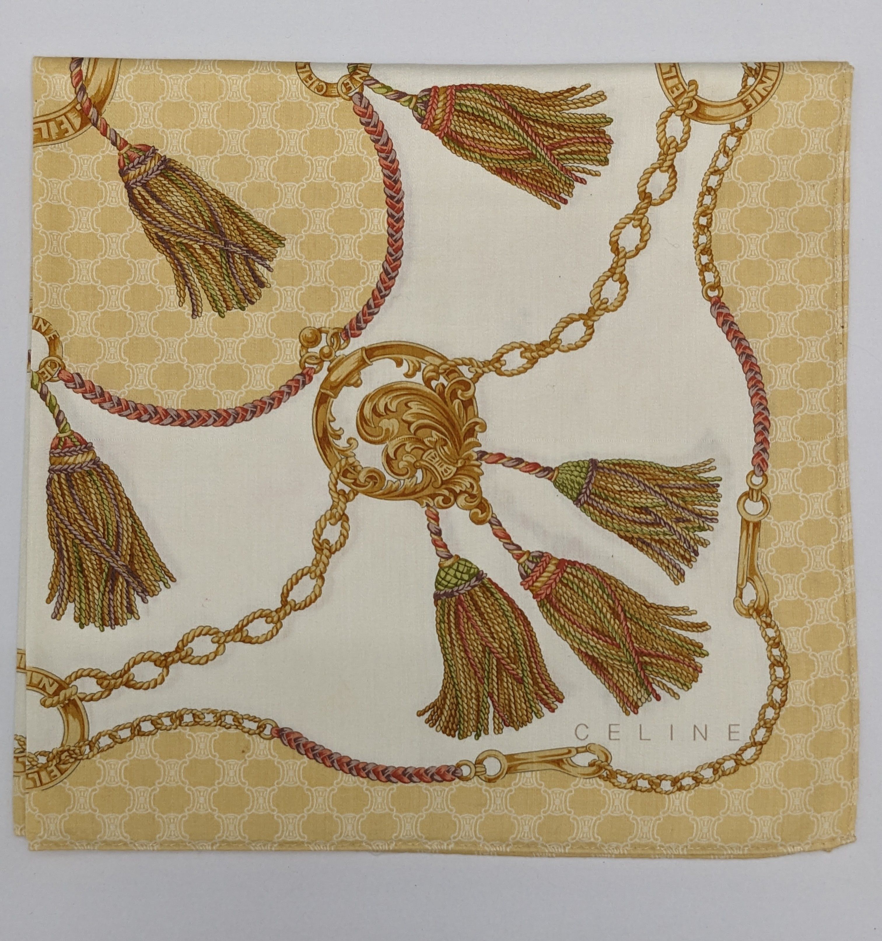 Celine CELINE PARIS MACADAM BLASON TASSELS SILK HANDKERCHIEF Size ONE SIZE - 1 Thumbnail