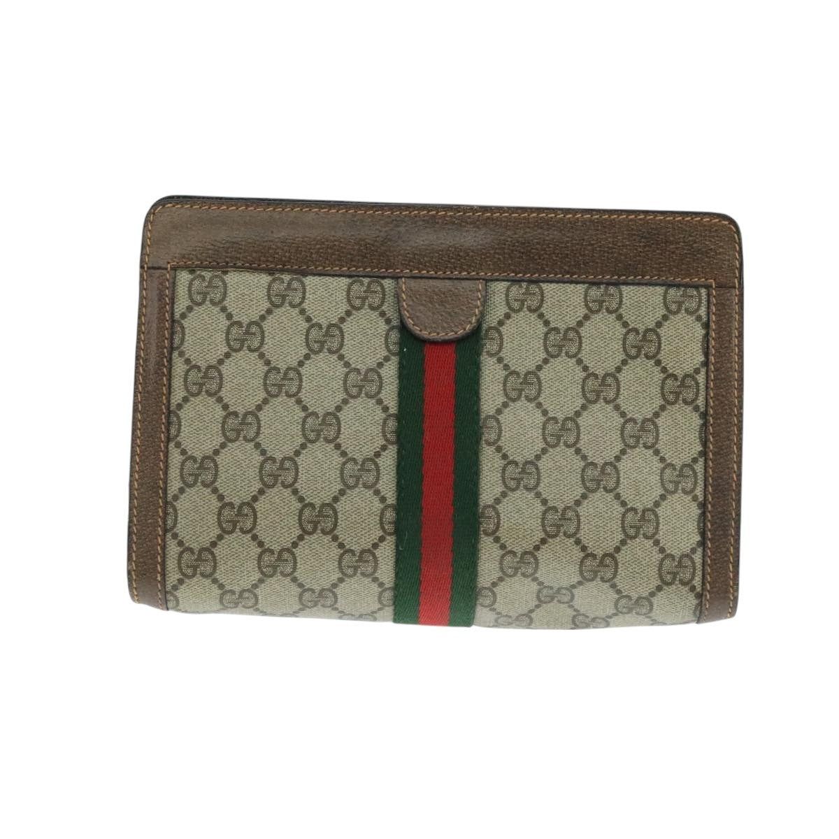 Gucci GUCCI GG Supreme Web Sherry Line Clutch Bag Pvc Beige Red Size ONE SIZE - 13 Thumbnail