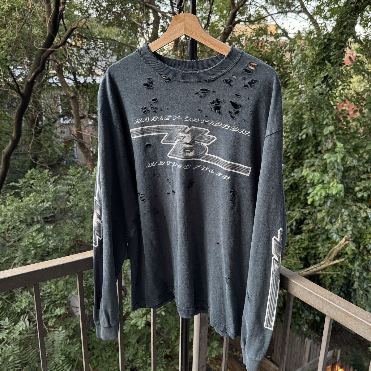 Harley Davidson Thrashed Faded Distressed Harley Shirt ERD Grunge Biker Size US L / EU 52-54 / 3 - 1 Thumbnail